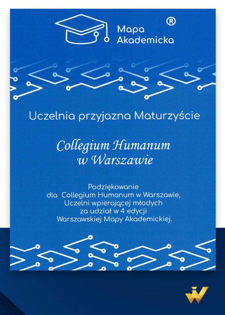 Podziękowania dla Collegium Humanum w Warszawie, Uczelni wspierającej młodych za udział w 4 edycji Warszawskiej Mapy Akademickiej