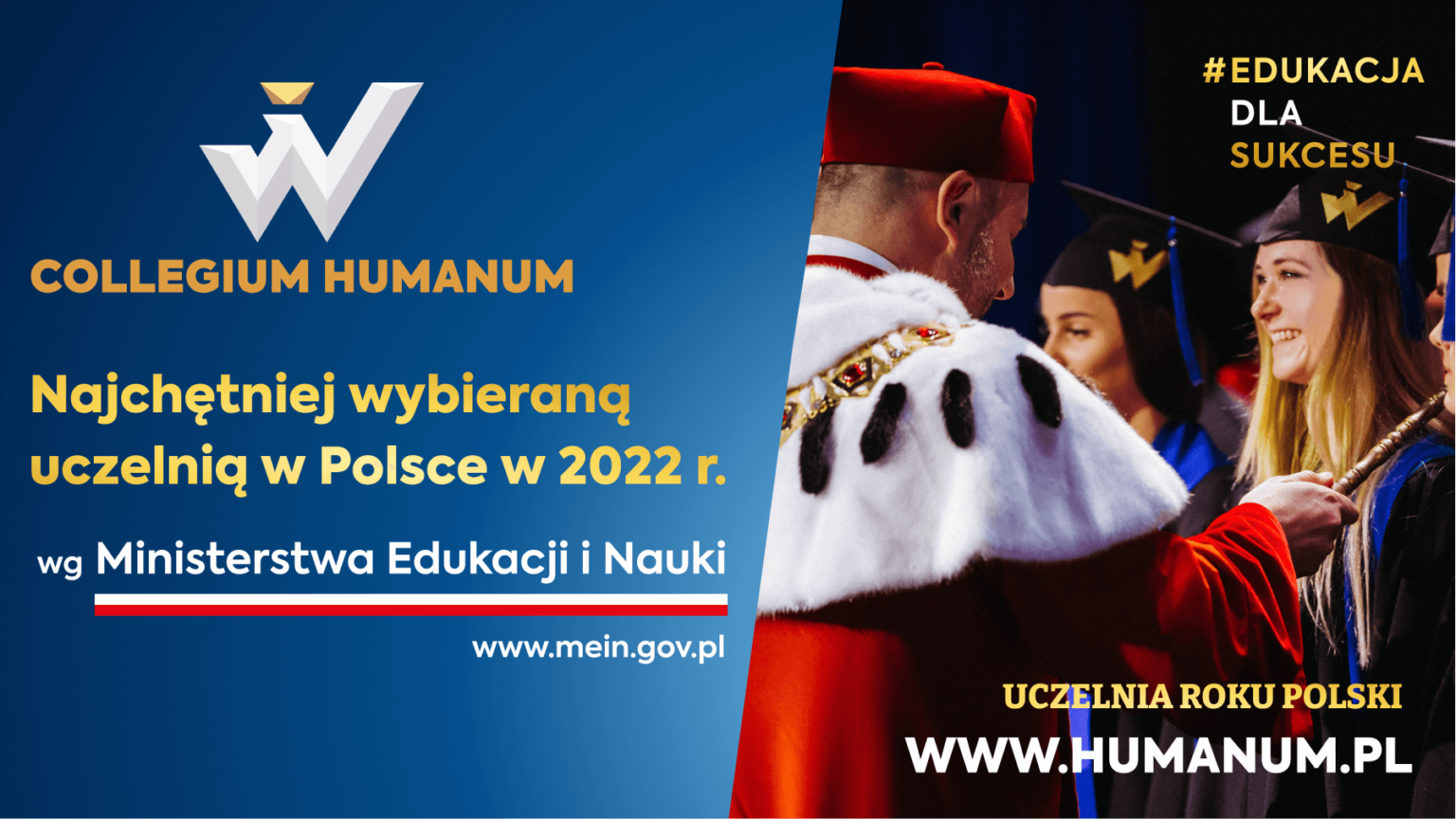 Collegium Humanum najchętniej wybieraną uczelnią w Polsce w 2022 r.